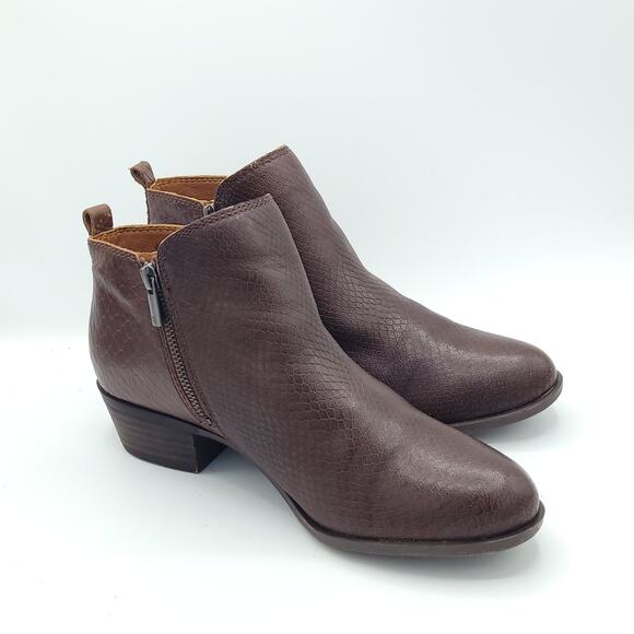 Lucky Brand Basel Reishi Snake Print Leather Booties brown women's size 9.5 - Picture 3 of 10